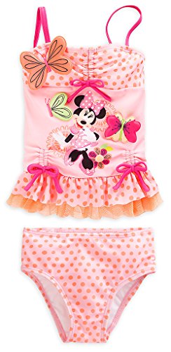 Disney Store Little Girls' Minnie Mouse Glitter Bows Deluxe Swimsuit