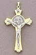 Pack of 6 Gold Tone Saint Benedict Cross Pendants 3.5"