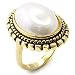 Fine Silver Synthetic Oval White Pearl Ring