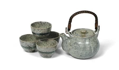 5-pc Japanese Tea Set - Grey Blossom