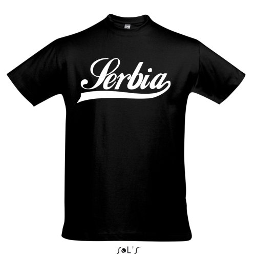 T-Shirt – Serbia Oldschool Serbien LÄNDERSHIRT EM / WM FAN Trikot S-XXL , Deep black – weiß , M