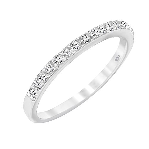 Sterling Silver Cubic Zirconia Stackable Eternity Band Ring