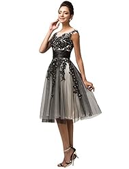 Cocktail Round Neck Cap Sleeves Satin/Tulle Beaded Sequined Evening Dress/Prom Dress/Party Dress 