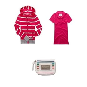 Buy Brand New Aeropostale Pink With Love Zip-Front Hooded Sweater; Pink A87 Tonal Button Piqué Polo... by Aeropostale