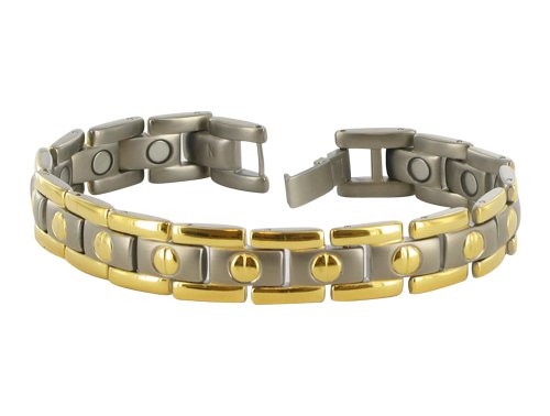 11 MM Two Tone Titanium Magnetic Link Bracelet 8.5″