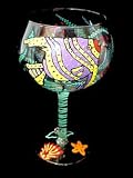 Angel Fish Design - Hand Painted - Grande Goblet - 17.5 oz.