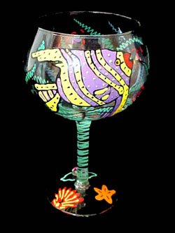 Angel Fish Design - Hand Painted - Grande Goblet - 17.5 oz.