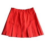 Womens Classic Pleated Skirt-Red