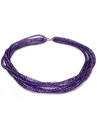 Westport Gems and Pearl Sterling Silver 5 Strands of 3-4mm Faceted Purple Amethyst 18" Necklace