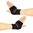 Knit Hand Warmer Fingerless Love Heart Gloves Brown with Black