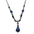 Vintage Royal Blue Crystal Drop Necklace