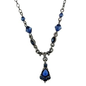 <b>Vintage Royal Blue Crystal Drop Necklace</b>