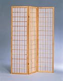 3-Panel Natural Color Wood Shoji Screen / Room Divider