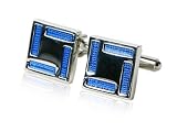 Geometric Blue Enamel Square Cufflinks Cufflinks with Presentation Box