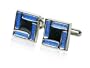 Geometric Blue Enamel Square Cufflinks Cufflinks with Gift Box