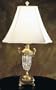 Antique Brass and 24% leaded crystal lamp with hand-sewn shade- Free shipping