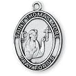 Sterling Silver St Thomas More Medal and 24-inch Chain