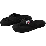 NBA Portland Trail Blazers Ladies Black Plush Thong Flip Flop Slippers (5/6)