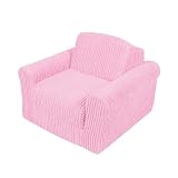 Kid's Straight-Back ChenilleSleeper Chair- Pink