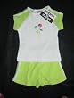 Girls Pull-on Terry Short Set with Side Stripes and Appliqued T Shirt in Lime
