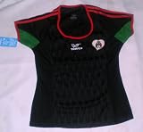 2010 WORLD CUP LADIES HEART EMBROIDERED MEXICO BLACK SOCCER JERSEY ONE SIZE - SEE DECRIPTION FOR MEASUREMENTS 100% POLYESTHER BY TOWER