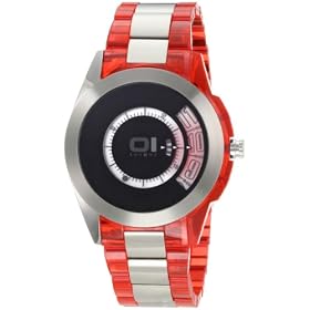 The One - AN08G04 - Turning Disc - Montre Homme - Quartz Analogique - Cadran Noir - Bracelet Acier/Plastique Rouge