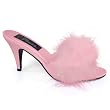 3 Inch Classic Marabou Slipper Faux Fur Sexy Shoes Red Satin