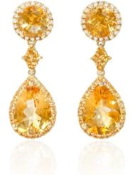 Diamond, Yellow Sapphire and Citrine 18k Yellow Gold Dangle Earrings