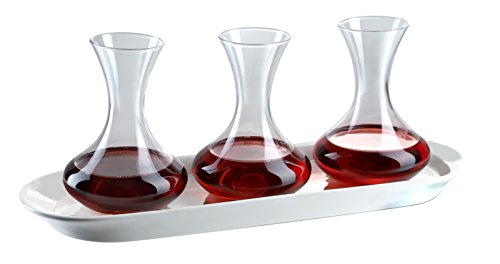 Artland Sommelier Red Wine Flight/Quartino Set 4pc, 3-11oz Bottles and 1-ceramic tray 15"x 5"