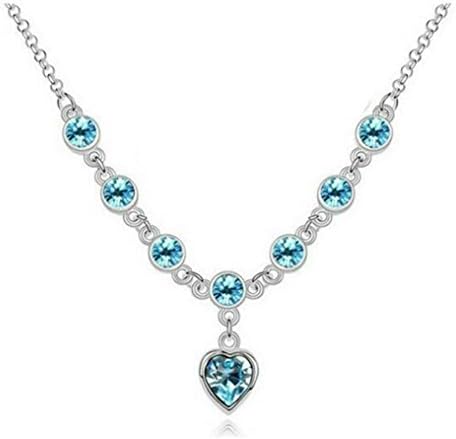 VVeda 2016 Fashion Korean Crystal Flash Diamond Pendant Necklace Heart Lady Jewelry(E4)