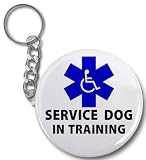 Creative Clam Blue Service Dog In Training Medical Alert 2.25 Button Style Key Chain