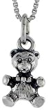 Sterling Silver Teddy Bear Pendant, 1/2 in. (13mm) tall