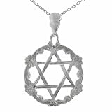 Sterling Silver Large Star of David Pendant within a Circle