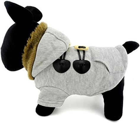 ESINGYO Pet Puppy Apparel Small Dog Cat Clothes Fleece Horns Hoodie Jacket Hooded Coat Clothing Gray S