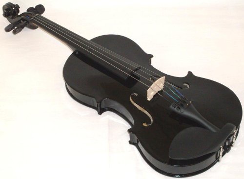 Violin Glossy Solid Black - Full Size 4/4 with Accessories and Case