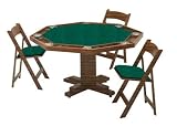 Kestell 57" Pedestal Base Fruitwood Oak Poker Table with Dark Green Fabric