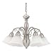 Globe Candice Five-Light Chandelier, Brushed Steel with Alabaster Globes #61069
