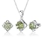 Exclusive Splendor: 6.50 carat Concave-Cut Snowflake Shape Green Amethyst Pendant Earring Set in Sterling Silver
