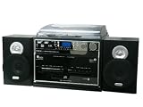Steepletone Smc386 - Black - Usb Recordable 5-In-1 Music System, With 3 Speed Turntable (Mp3 Usb Turntable), Cd Player, Mw-Fm Radio, Twin Cassette Player And Recorder