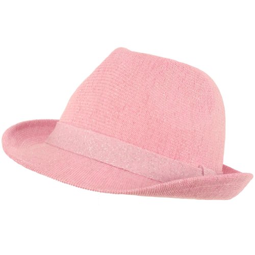 New Metallic Pink Mesh Fedora Trilby Hat Light Dance Crushable