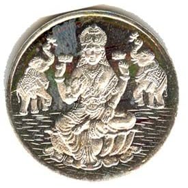 Silver Commemorative Coin Featuring Indian Goddess Lakshmi to Attract Wealth, Success, Health, Beauty