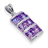 Sterling Silver 6 Princess Amethyst Gemstone Pendant charm