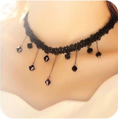Droplets Retro Black Lace Crochet Jewelry Exaggerated Fake Collar Collarbone Short Necklace Fashion Jewelry Accessories