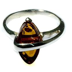 Sterling Silver Honey Amber Marquise-Shaped Ring Sterling Silver Honey Amber Marquise-Shaped Ring