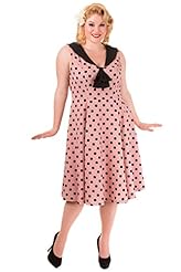 Plus Size Vintage Sleeveless Polka Dot Print Midi Dress 