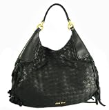 Miu Miu Handbags (Black) Woven Leather Bag RR1384