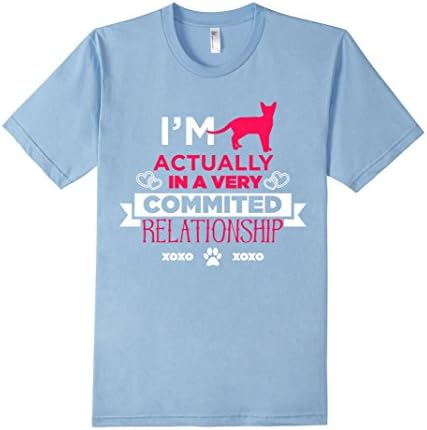 Men's I Am Actually In A Very Commited Relationship Cat T-Shirts XL Baby Blue