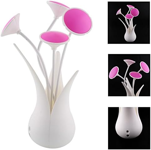 USB LED Light Sensor Creative Adorable Vase Flower Shape Night Light Energy Saving Table Lamp Gift (Purple)