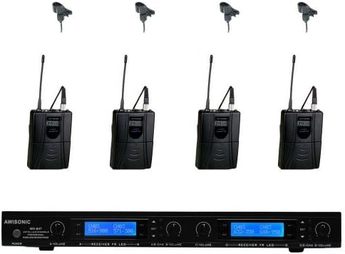 Awisco UHF 847bl141 4 Channel Lavalier Wireless Microphone System