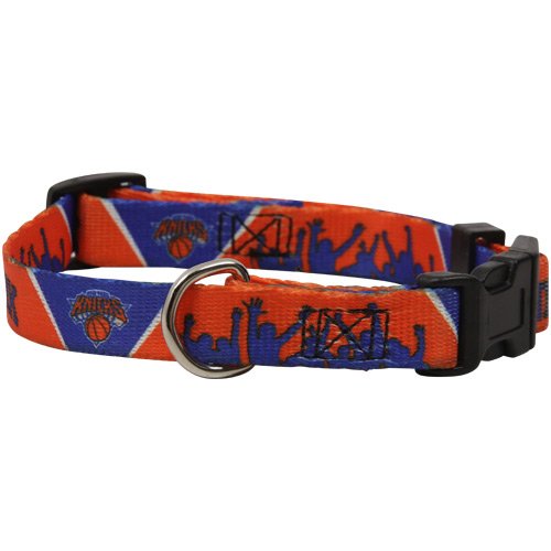 NBA New York Knicks Adjustable Dog Collar - Royal Blue-Orange (Medium)